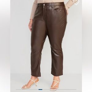 NWT High-Waisted Faux Leather Bootcut Ankle Pants
